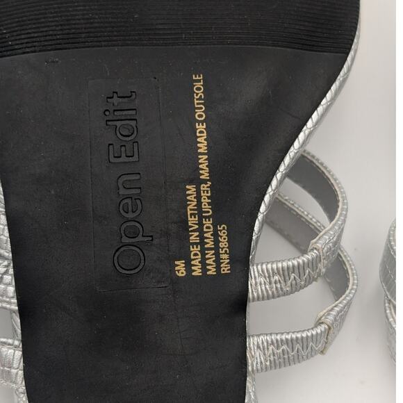 Open Edit Jagger Kitten Heel Sandals Women's Silver Size US6M - Picture 9 of 11